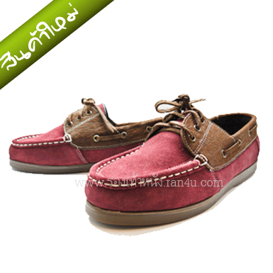 C042 รองเท้า boat shoes ANTI-SKID สีม่วงแดงมังคุด-น้ำตาล